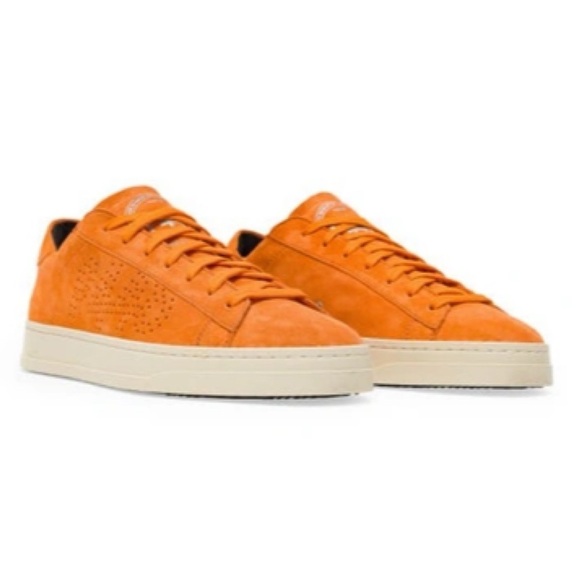 P448 Jack Trainers Low Top Sneakers Italian Leather Suede Italy in Orange - Picture 3 of 11